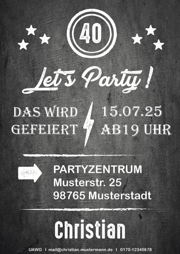 Einladung zum 40. Geburtstag: Let´s Party