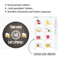 Bierdeckel Einladung: Let´s Party! 40