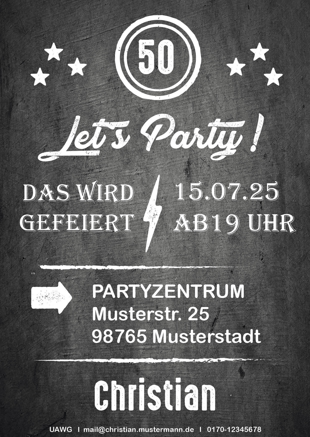 Einladung zum 50. Geburtstag: Let´s Party - Individuelle Einladung