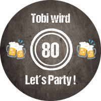Bierdeckel Einladung zum 80. Geburtstag: LET’S PARTY! 🎉🥂