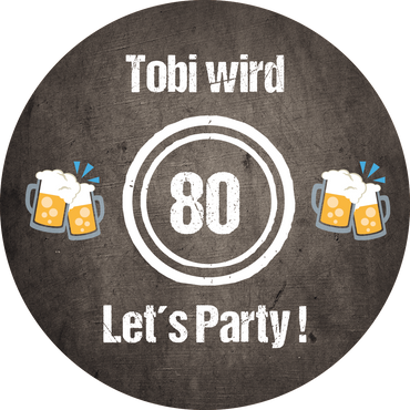 Bierdeckel Einladung zum 80. Geburtstag: LET’S PARTY! 🎉🥂