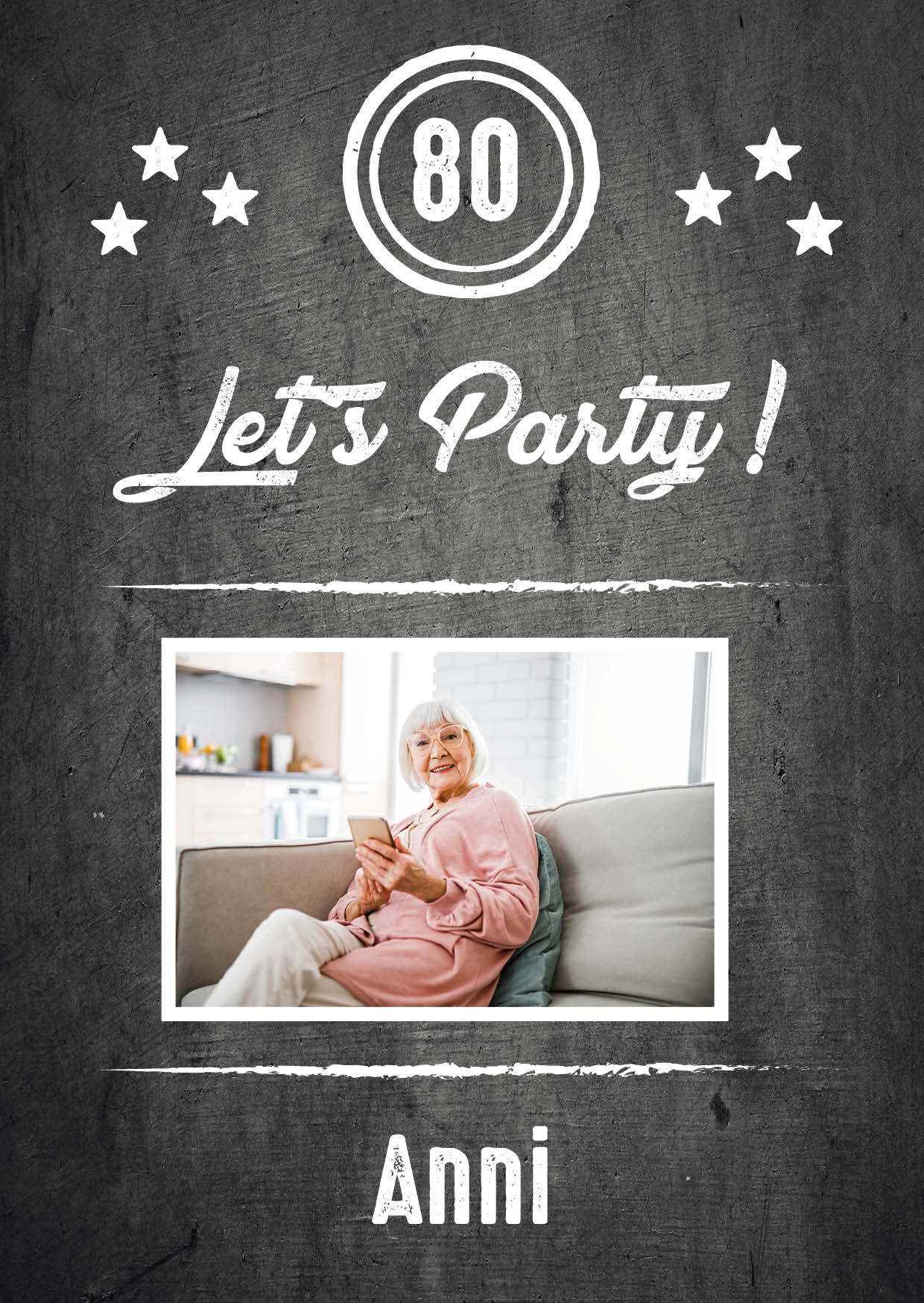 Einladung zum 80. Geburtstag: Let’s Party - mit Foto