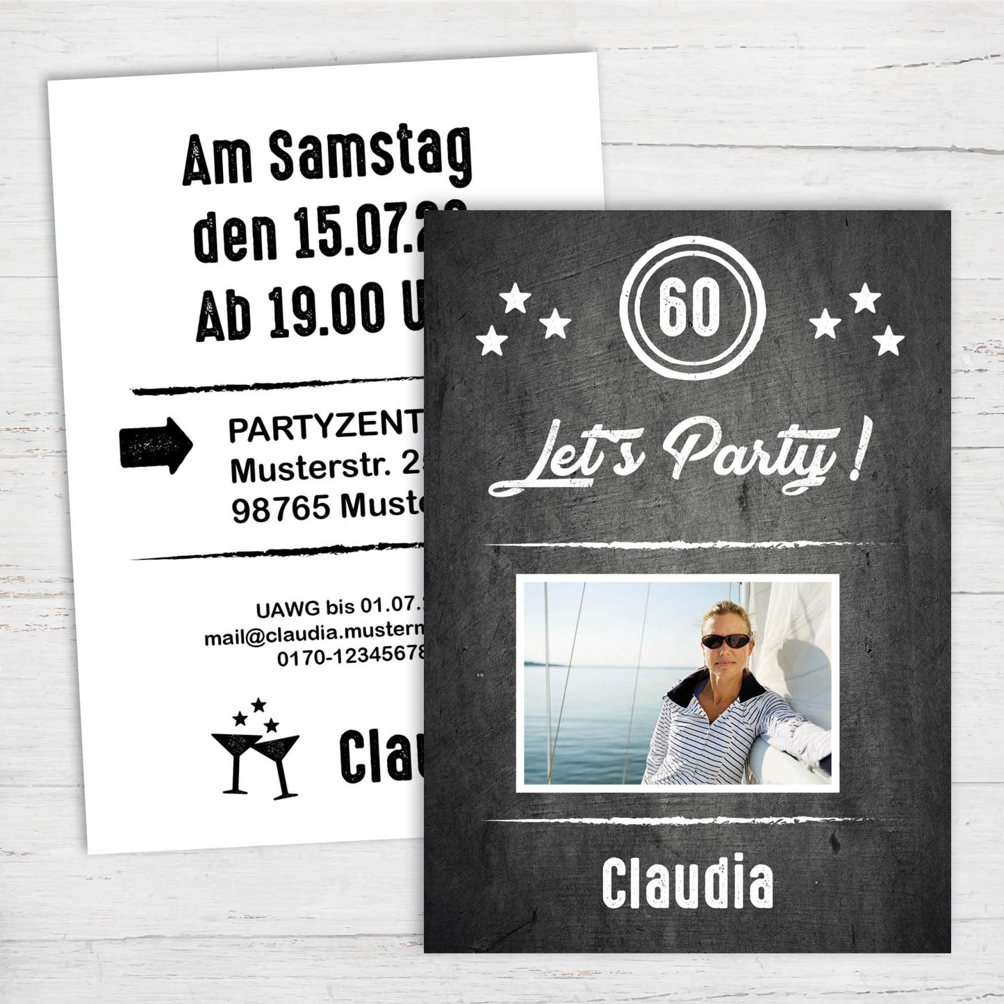 Einladung zum 60. Geburtstag: Let’s Party - mit Foto