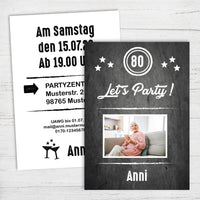 Einladung zum 80. Geburtstag: Let’s Party - mit Foto