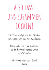 Einladung zum Geburtstag: Party like a Rockstar! - Sektglas