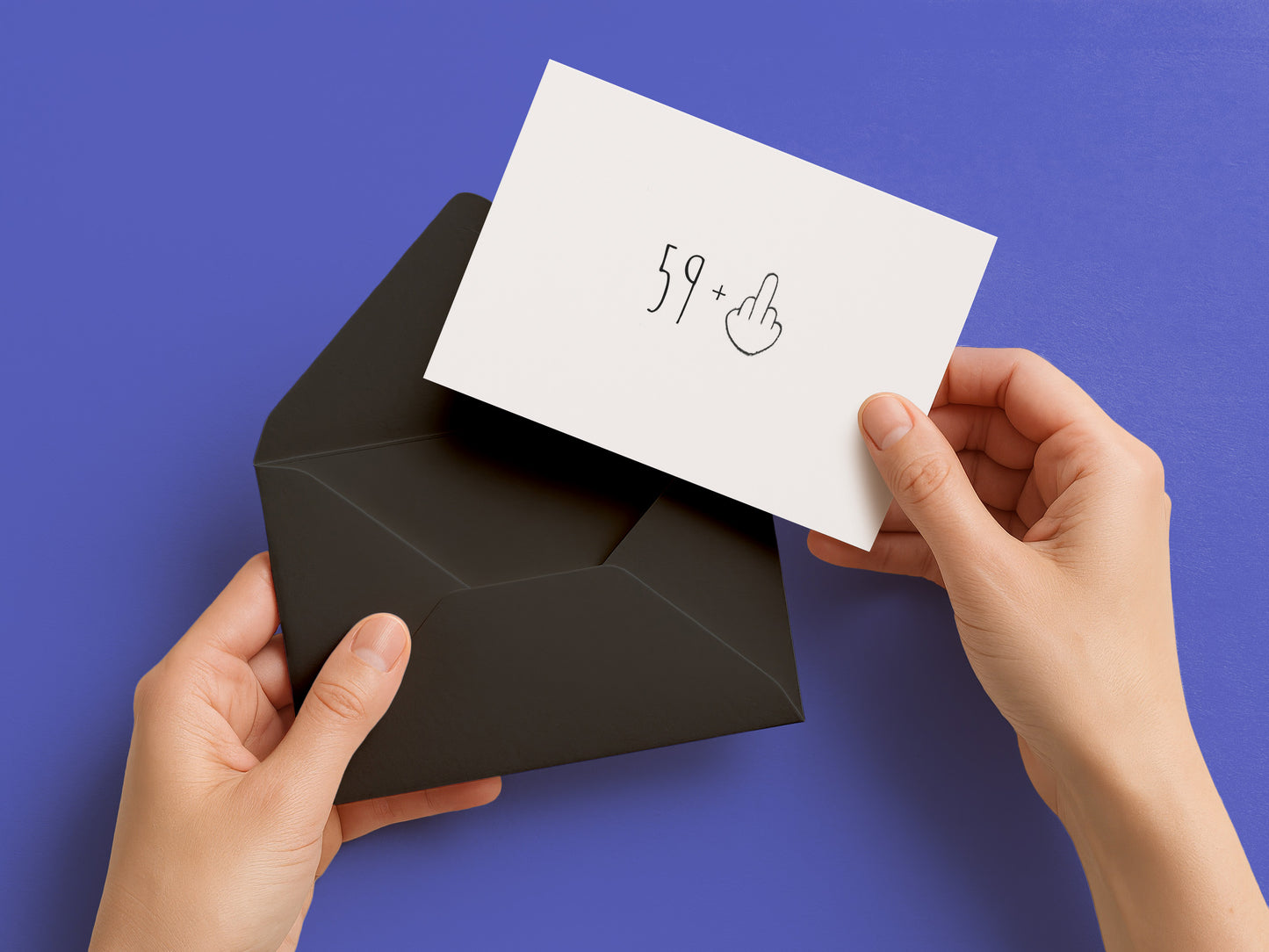Einladung zum 60. Geburtstag: 59+ Mittelfinger – Frech, charmant & partybereit! - Individuelle Einladung