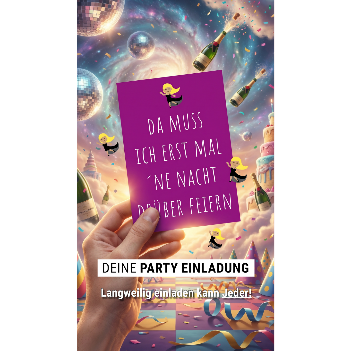 Einladung zum Geburtstag: Da muss ich erst mal ´ne Nacht drüber feiern - Individuelle Einladung