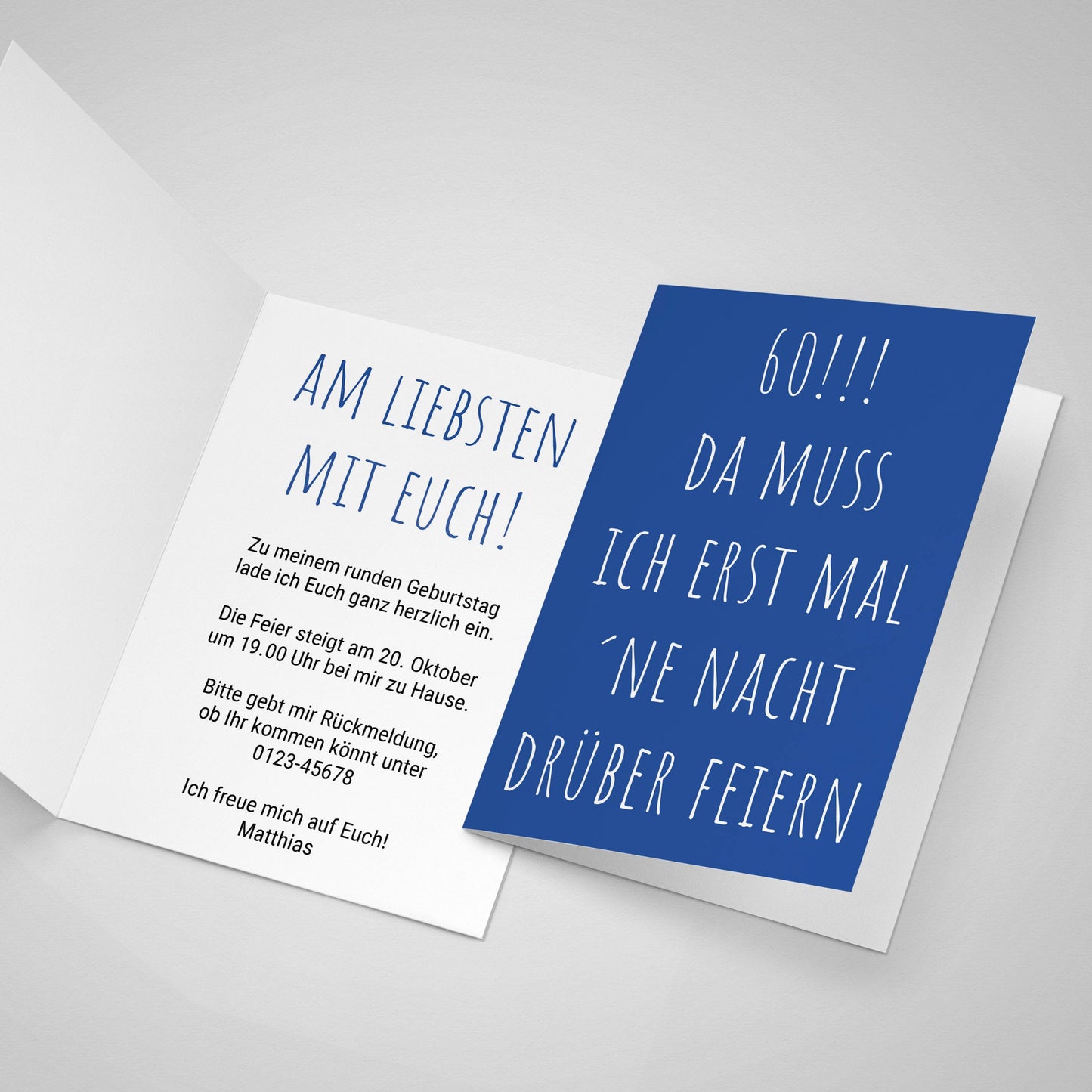 Einladung zum 60. Geburtstag: Da muss ich erst mal ´ne Nacht drüber feiern - Klappkarte