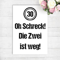 Geburtstagskarte: 30 - Oh Schreck!