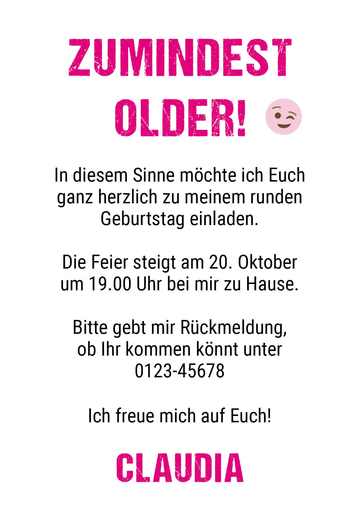 Einladung zum Geburtstag: OLDER WISER HOTTER