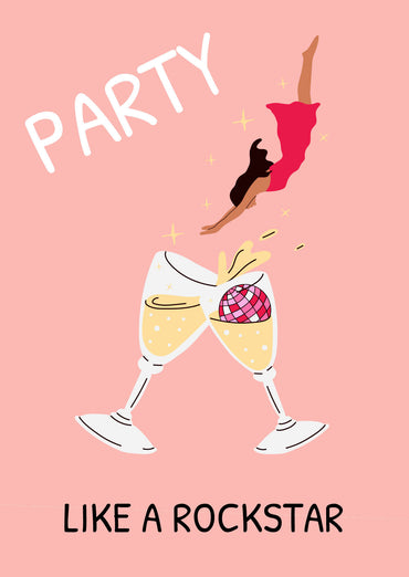 Einladung zum Geburtstag: Party like a Rockstar! - Sektglas