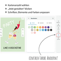 Einladung zum Geburtstag: Party like a Rockstar! - Sektglas
