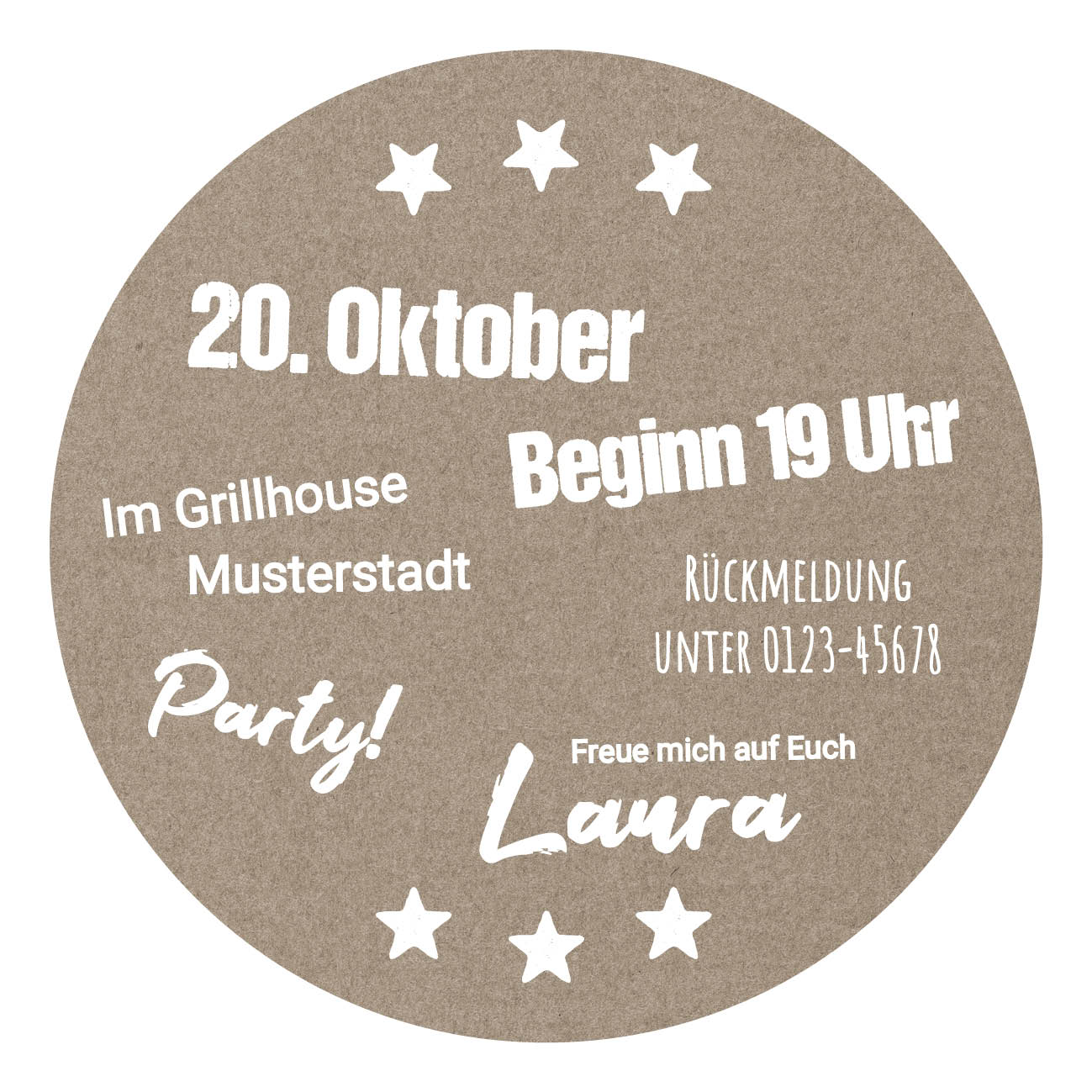 Bierdeckel Einladung: Rustikal