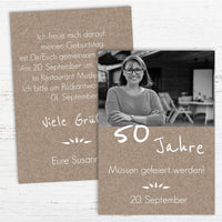 Rustikale Einladung zum 50. Geburtstag mit Foto