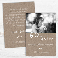Rustikale Einladung zum 60. Geburtstag mit Foto