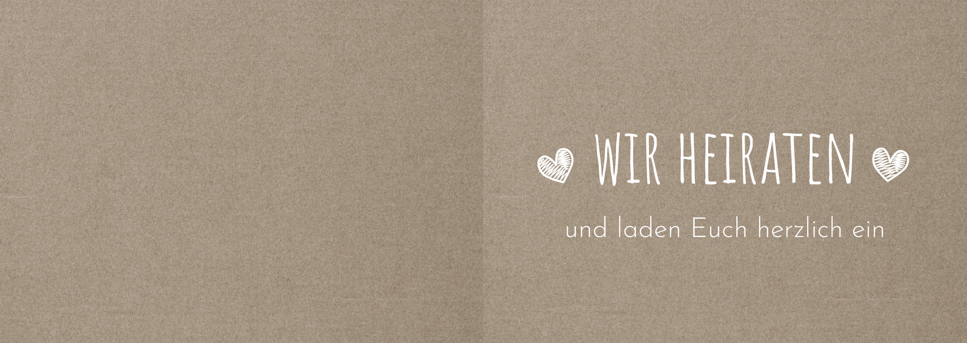 Einladungskarte zur Hochzeit: Rustikal mit Herz - Klappkarte - Individuelle Einladung