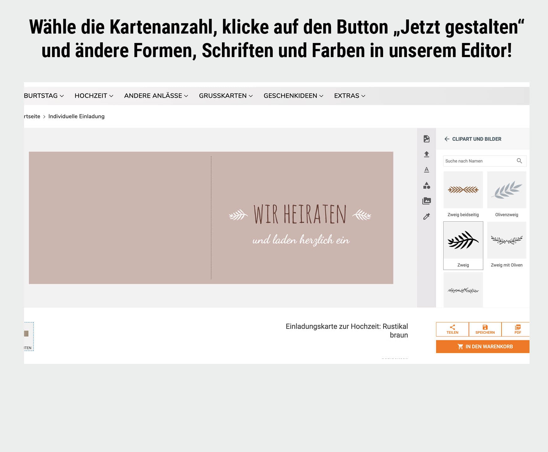 Einladungskarte zur Hochzeit: Rustikal - Individuelle Einladung