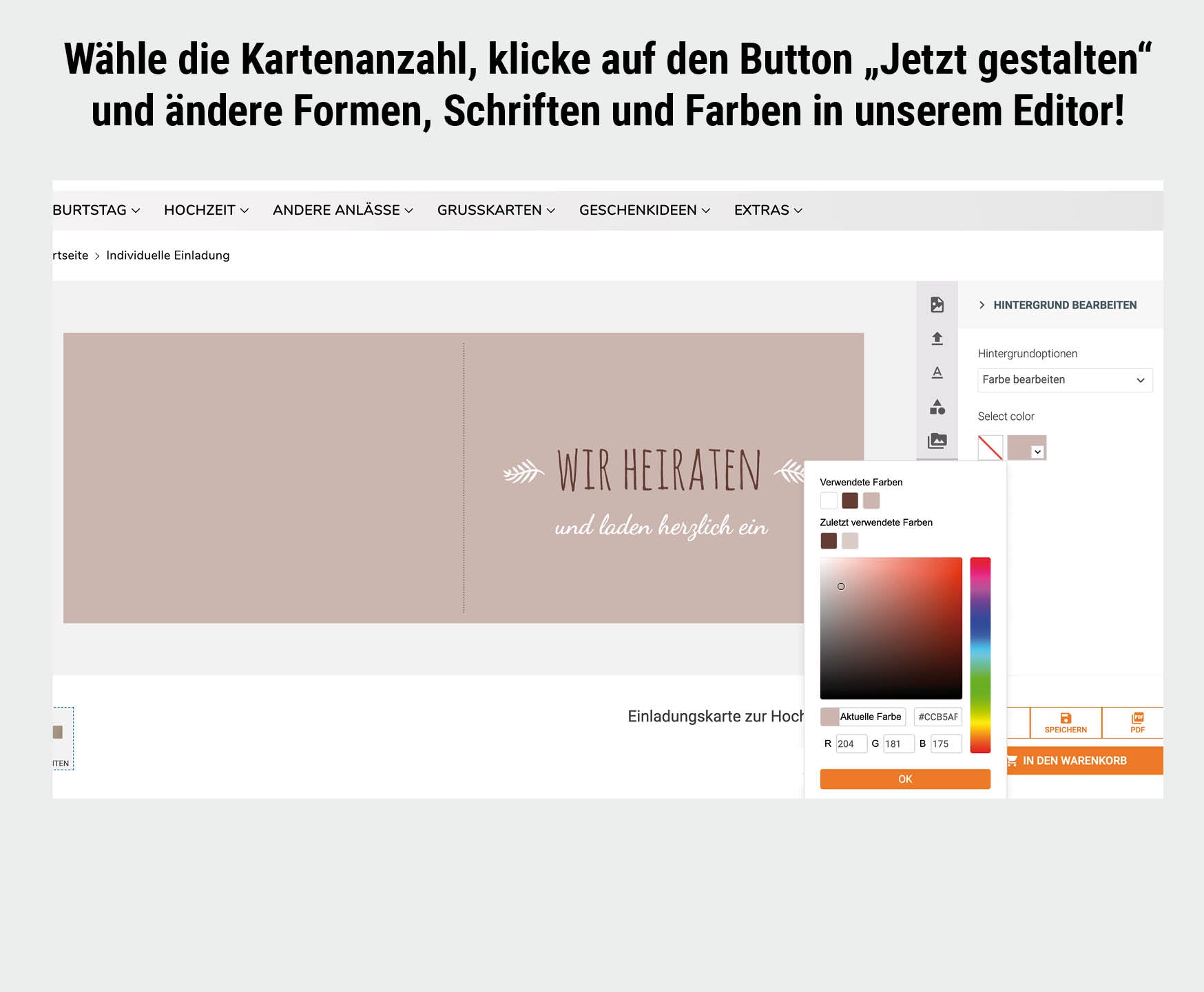 Einladungskarte zur Hochzeit: Rustikal - Individuelle Einladung