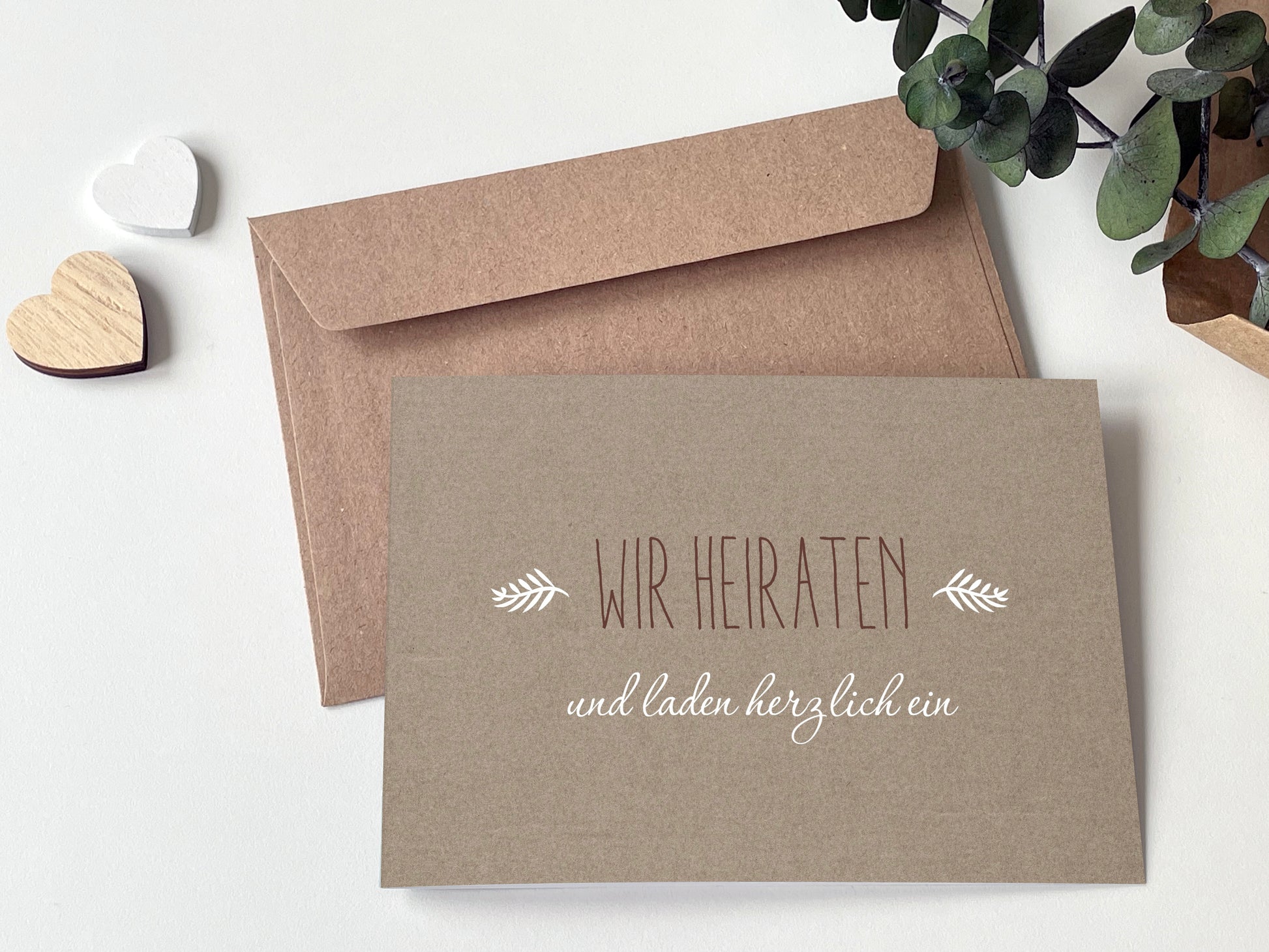 Einladungskarte zur Hochzeit: Rustikal braun - Individuelle Einladung