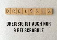 Glückwunsch - Postkarte: Scrabble 30 Individuelle Einladung