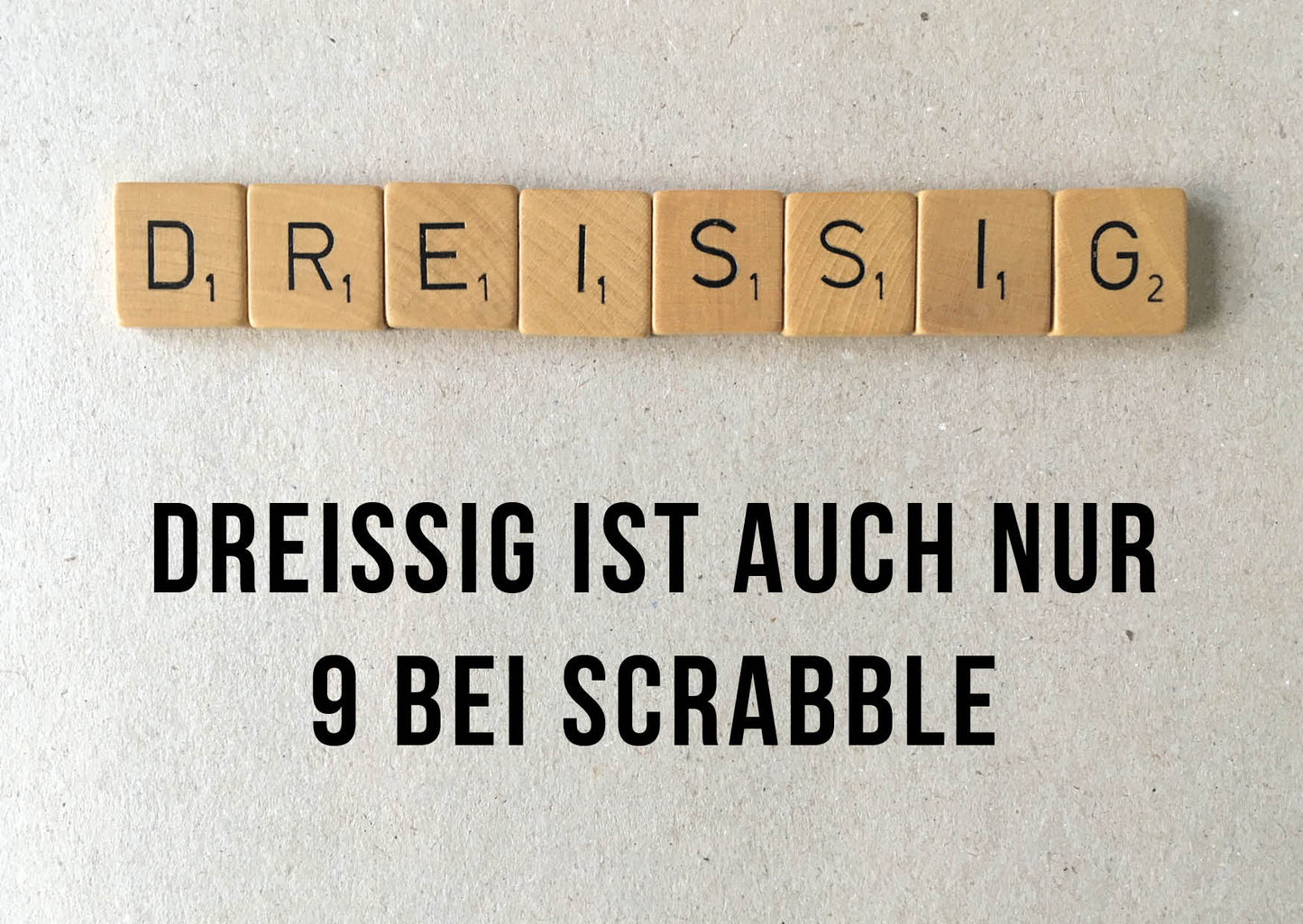 Geschenkpapier 5er Set Scrabble, Geschenkverpackung DIN A2; Geburtstagskarte mit Umschlag braun