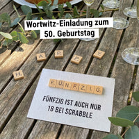 Einladung zum 50. Geburtstag: Scrabble - Individuelle Einladung