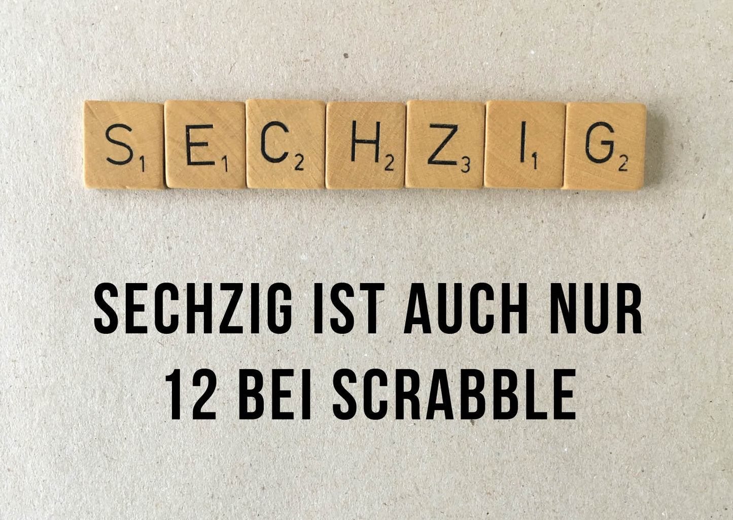 Geschenkpapier 5er Set Scrabble, Geschenkverpackung DIN A2; Geburtstagskarte mit Umschlag braun