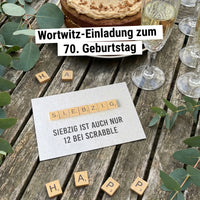 Einladung zum 70. Geburtstag: Scrabble - Individuelle Einladung