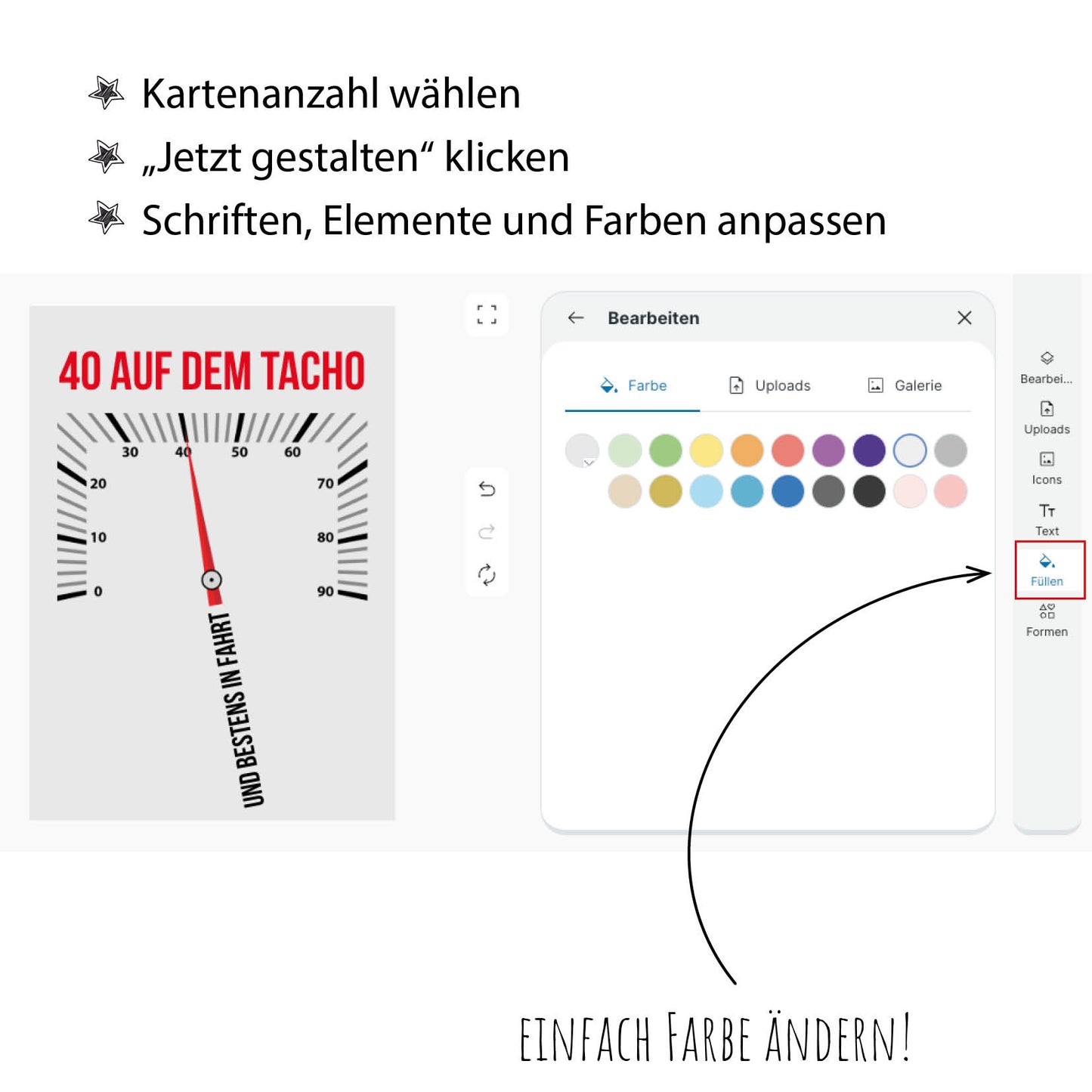 Einladungskarte zum 40. Geburtstag – 40 auf dem Tacho… und bestens in Fahrt