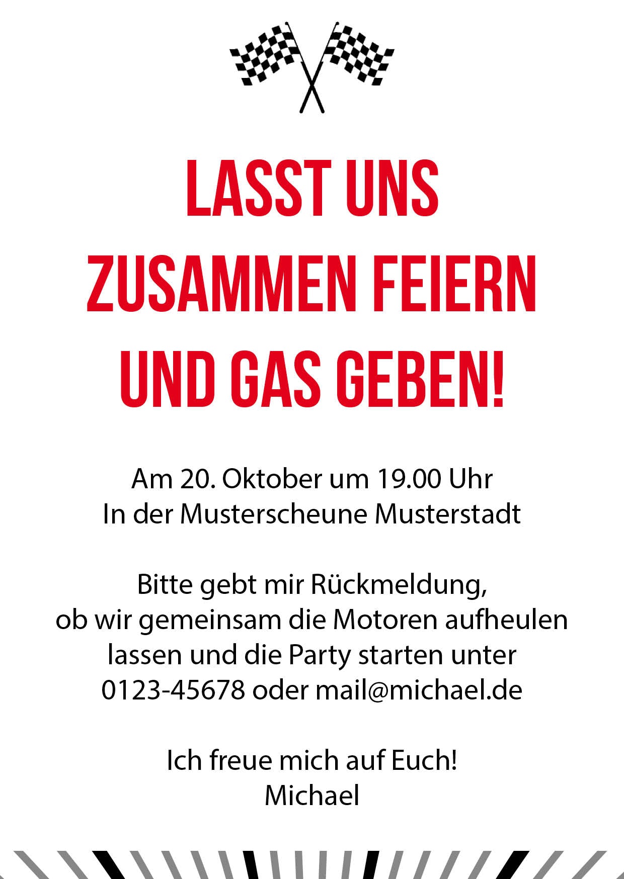 Einladung zum 50. Geburtstag – 50 auf dem Tacho… und bestens in Fahrt