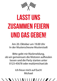 Einladung zum 50. Geburtstag – 50 auf dem Tacho… und bestens in Fahrt