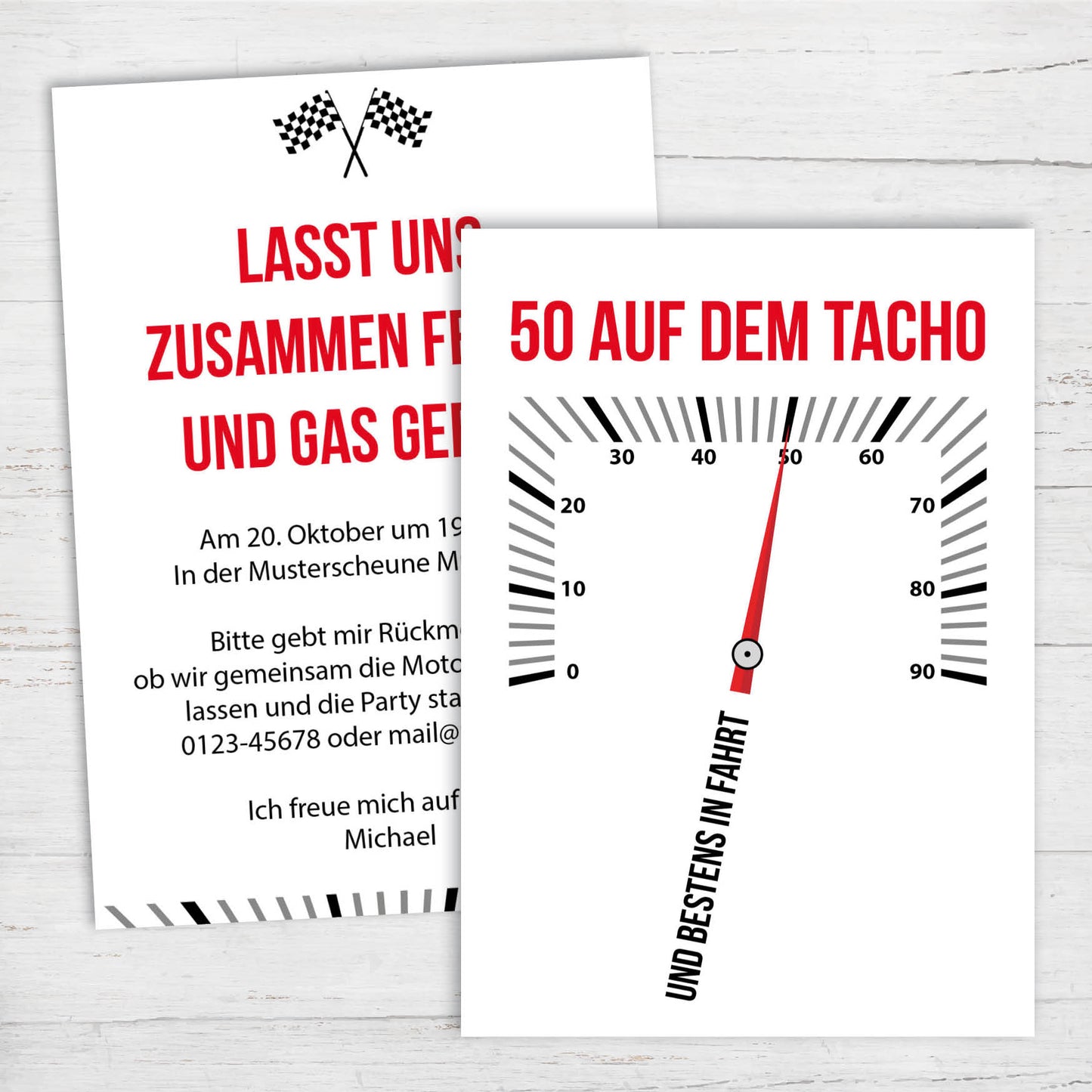 Einladung zum 50. Geburtstag – 50 auf dem Tacho… und bestens in Fahrt