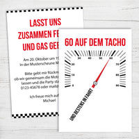 Einladung zum 60. Geburtstag – 60 auf dem Tacho… und bestens in Fahrt
