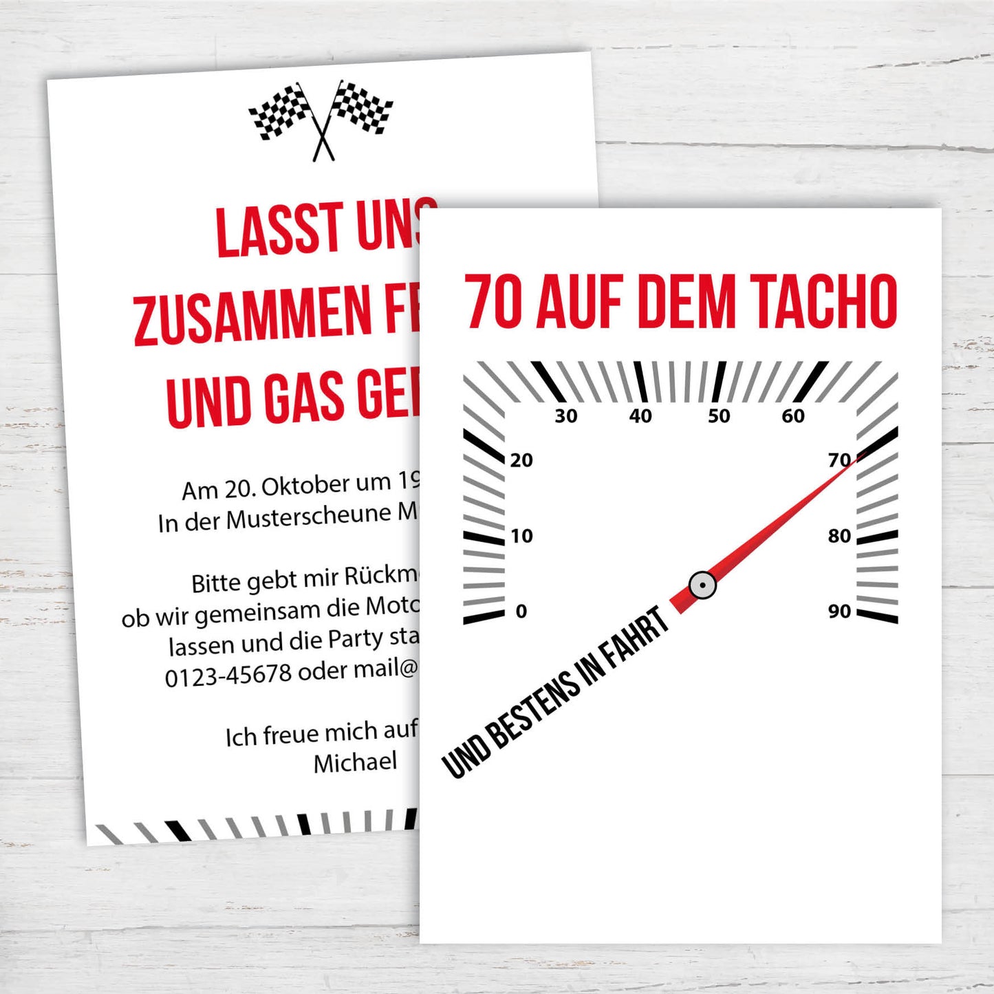 Einladung zum 70. Geburtstag – 70 auf dem Tacho… und bestens in Fahrt
