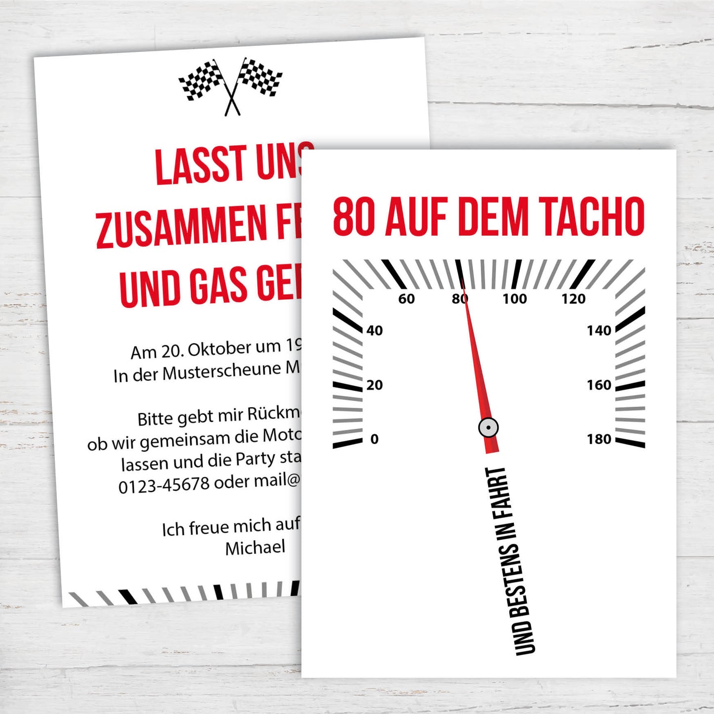 Einladung zum 80. Geburtstag: 80 auf dem Tacho… und bestens in Fahrt