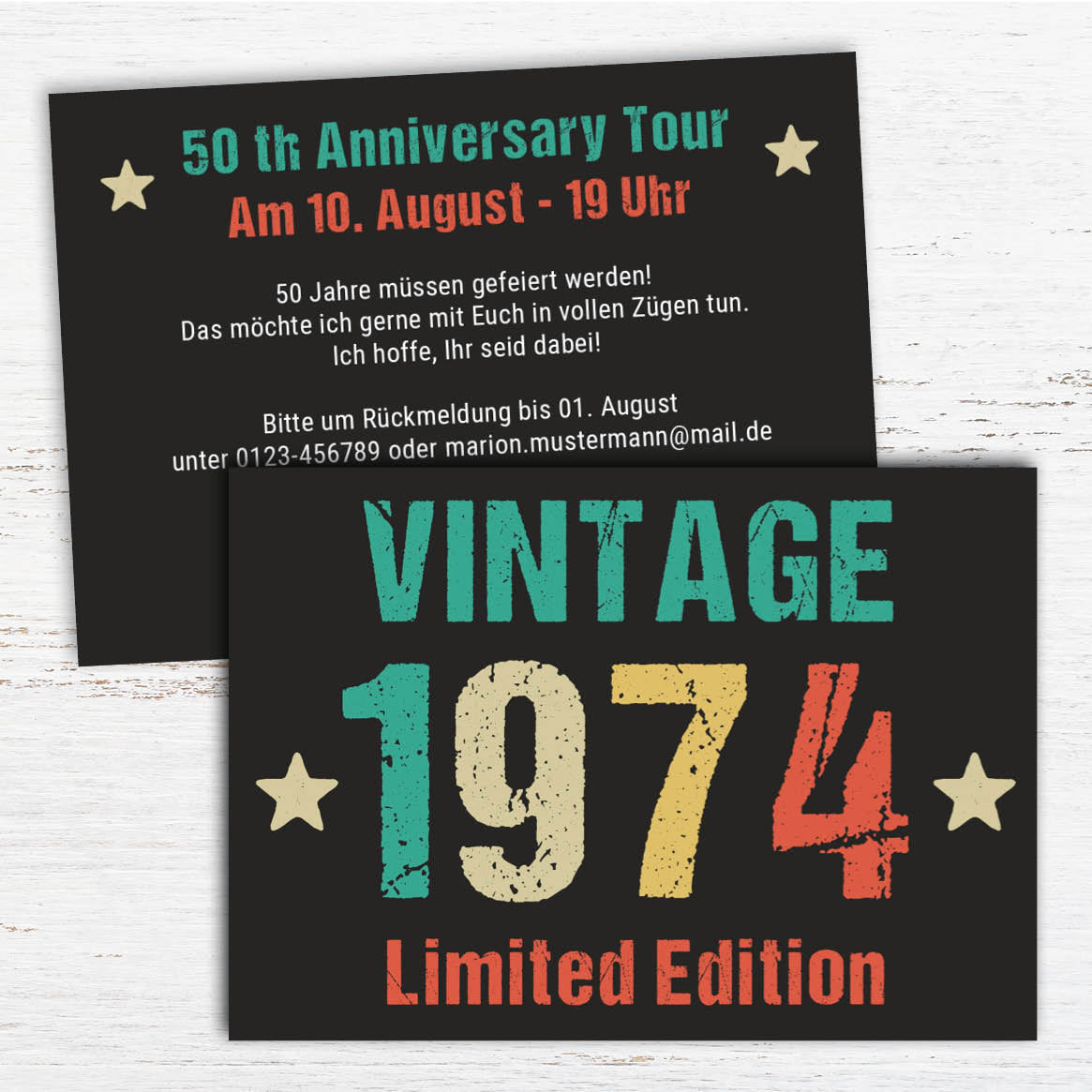 Einladung zum 50. Geburtstag: Vintage 1974