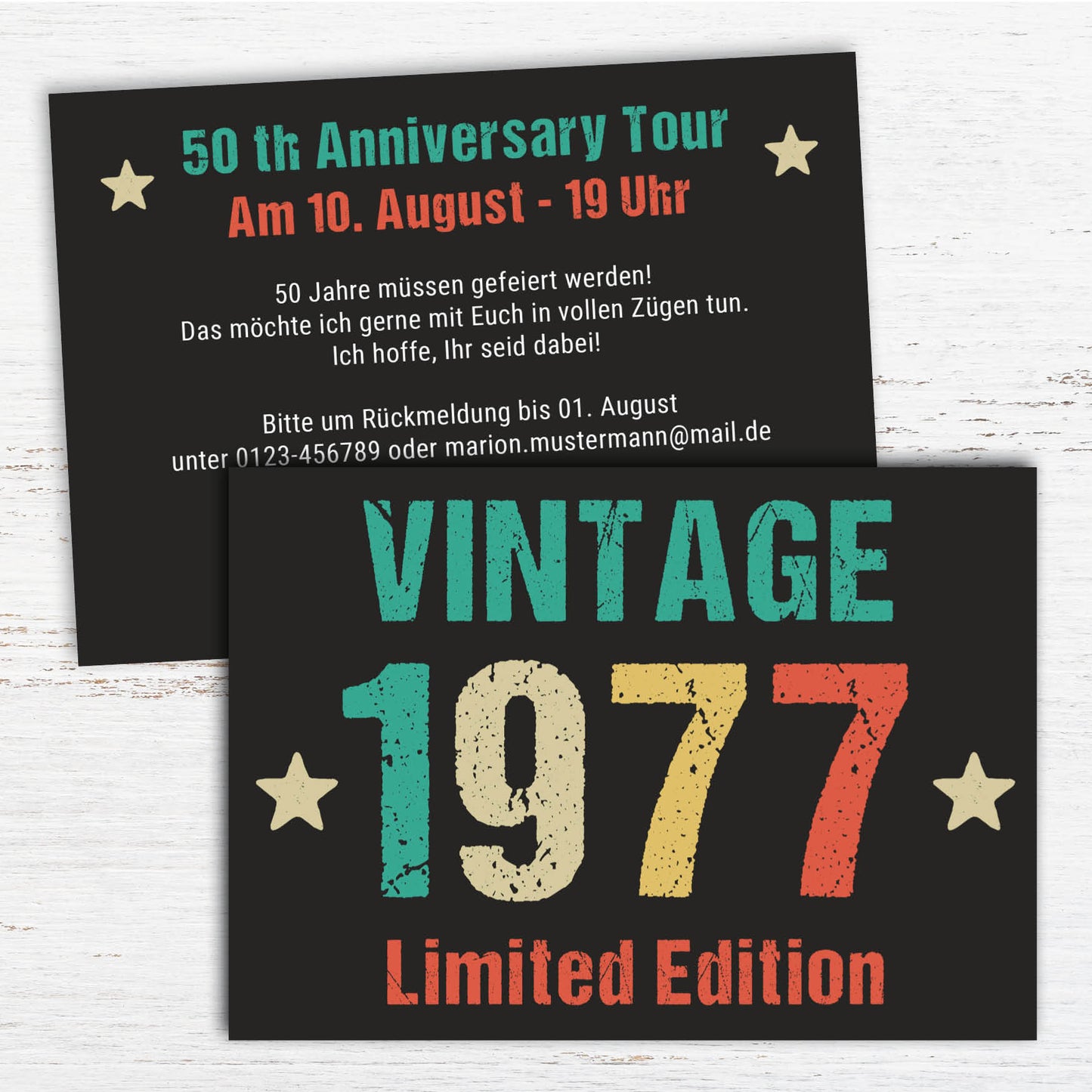 Einladung zum 50. Geburtstag: Vintage 1977