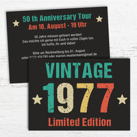 Einladung zum 50. Geburtstag: Vintage 1977