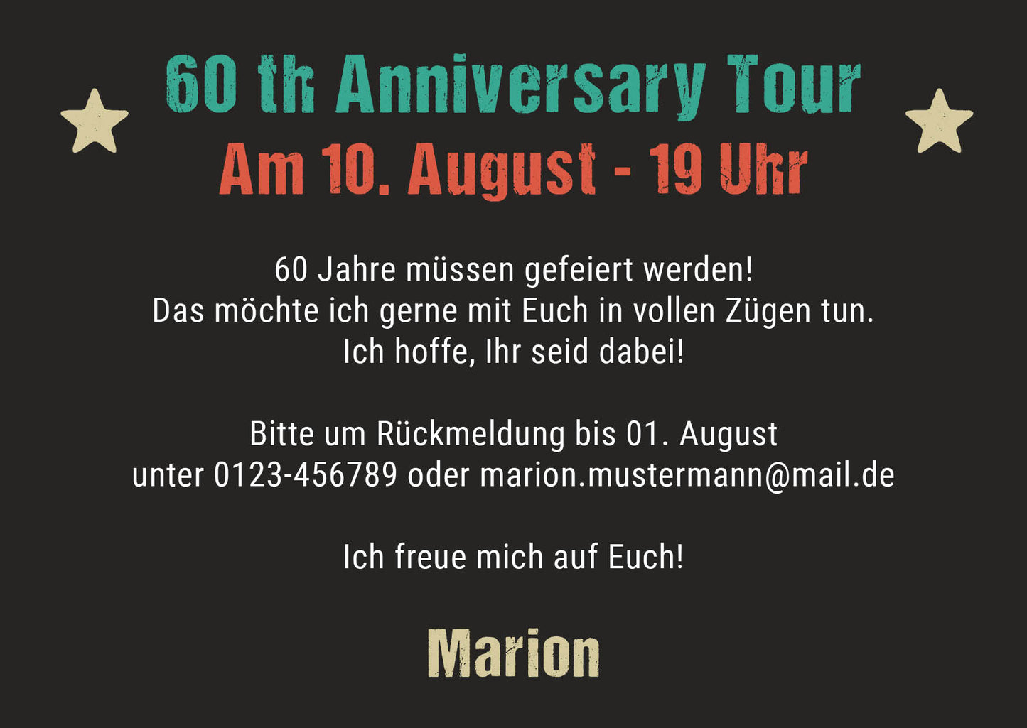 Einladung zum 60. Geburtstag: Vintage 1965