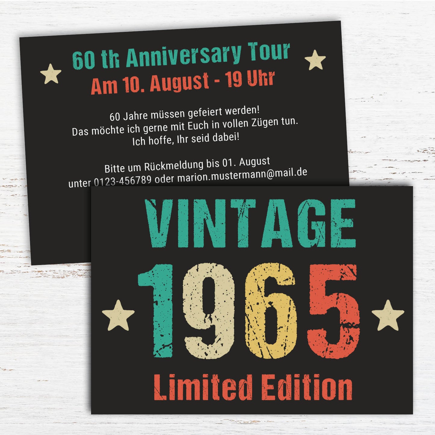 Einladung zum 60. Geburtstag: Vintage 1965