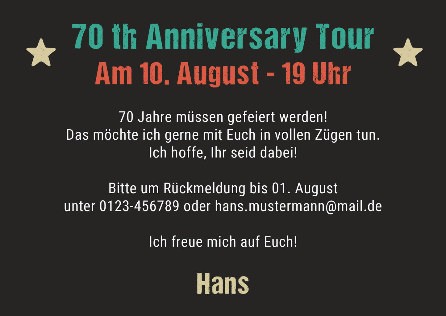 Einladung zum 70. Geburtstag: Vintage 1957