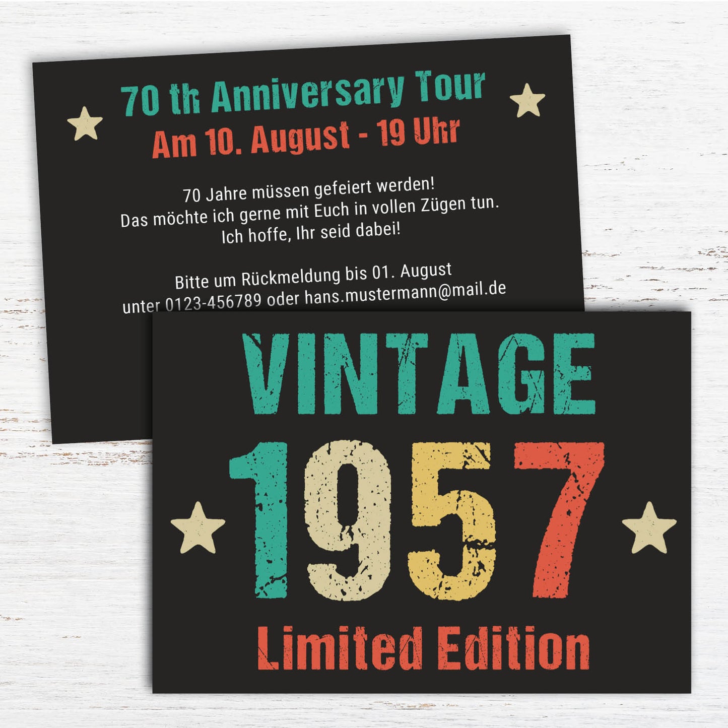 Einladung zum 70. Geburtstag: Vintage 1957