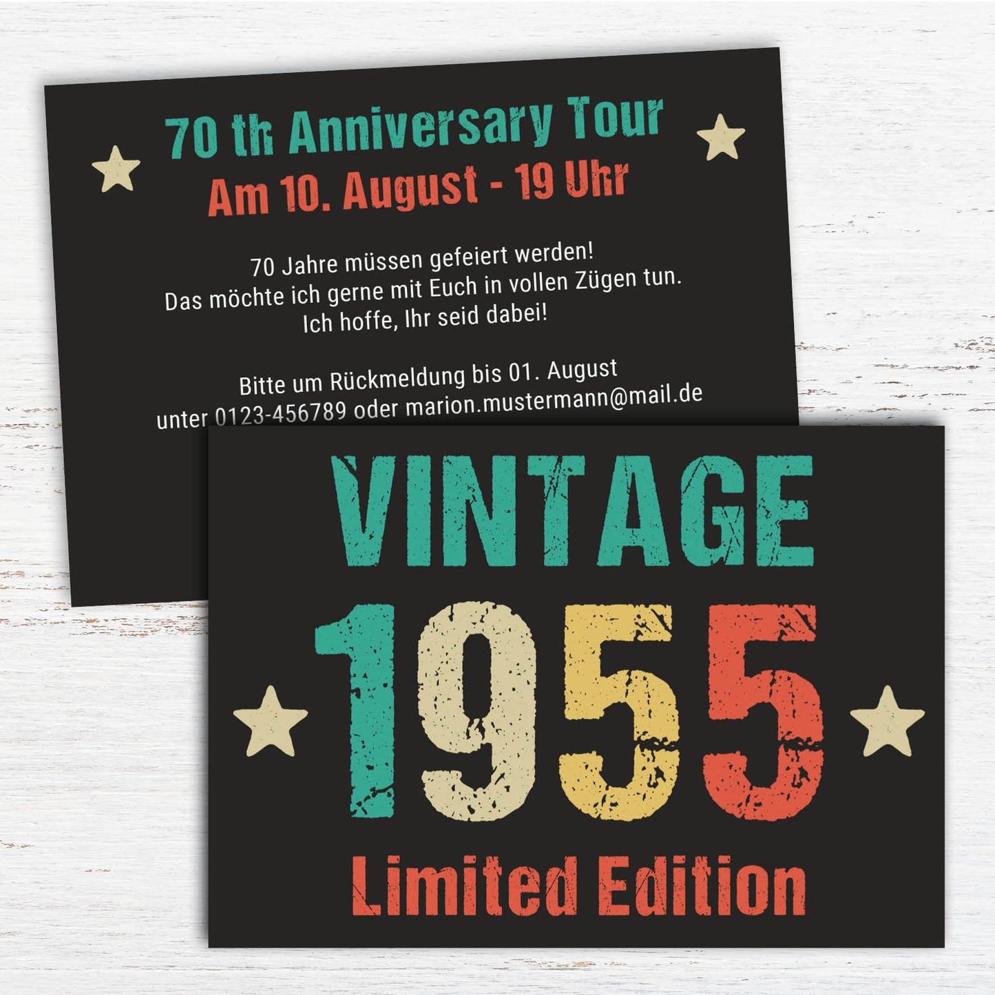 Einladung zum 70. Geburtstag: Vintage 1955