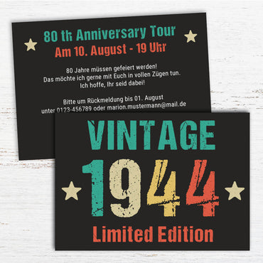 Einladung zum 80. Geburtstag: Vintage 1944
