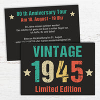 Einladung zum 80. Geburtstag: Vintage 1945