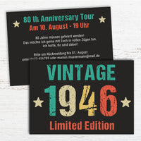 Einladung zum 80. Geburtstag: Vintage 1946