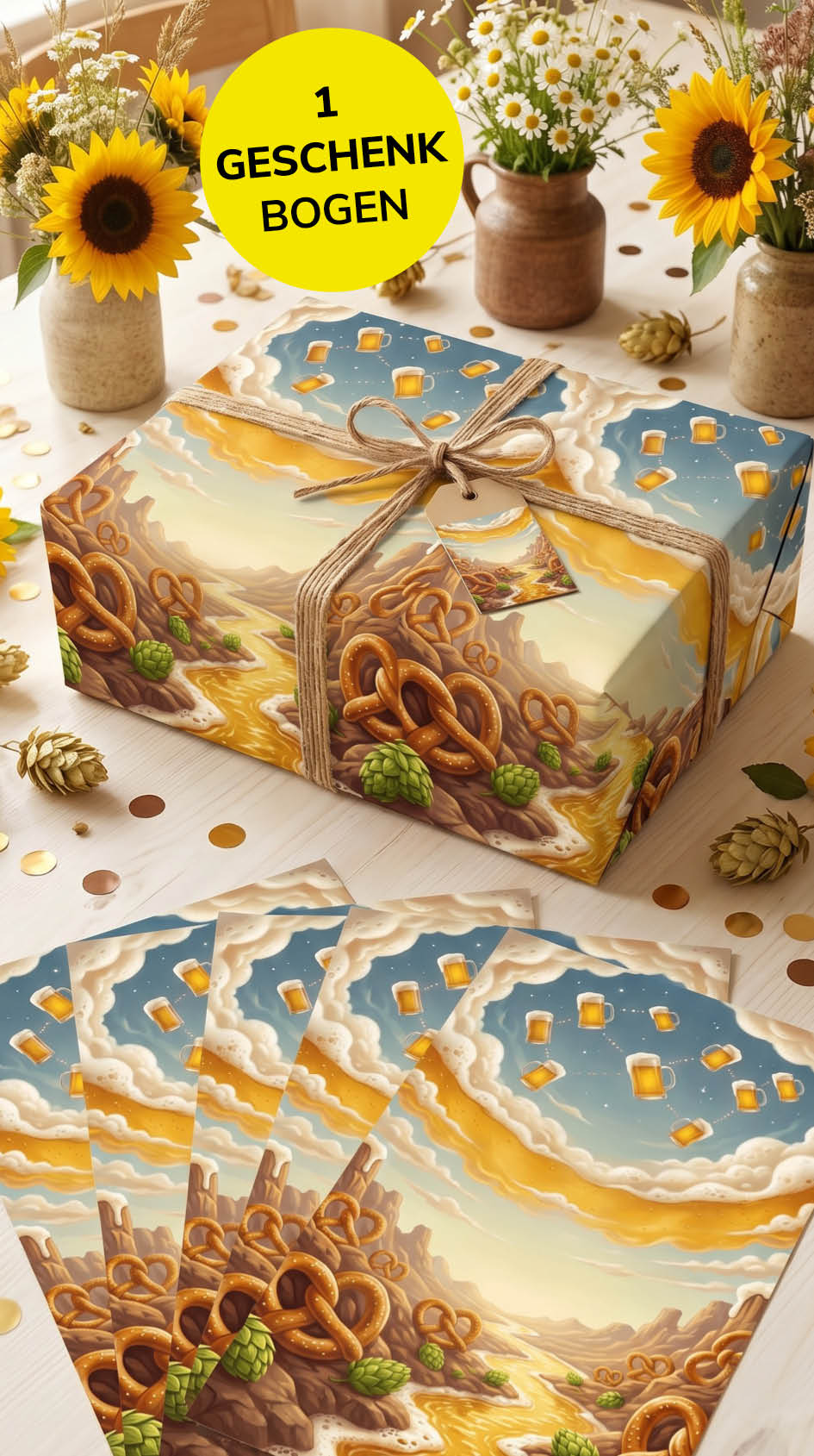 Lustiges Geschenkpapier 1 Bogen Sternzeichen Bier - witziges Motiv zum Geburtstag