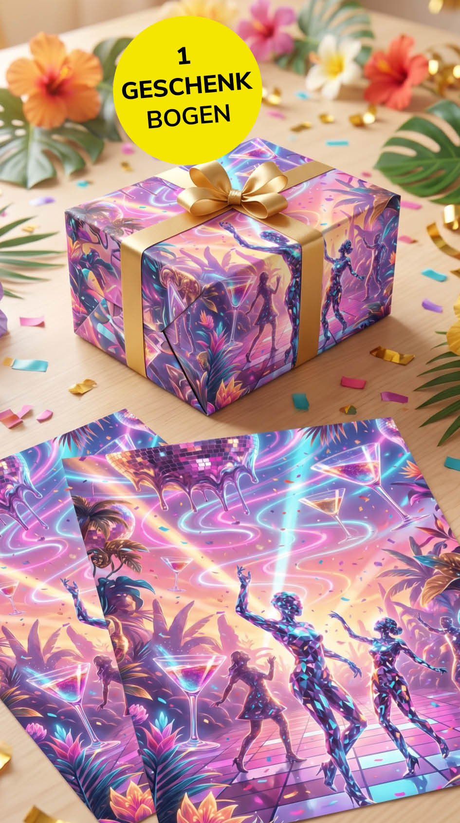 Lustiges Geschenkpapier 1 Bogen Discoqueen - witziges Motiv zum Geburtstag