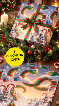 Liebevolles Geschenkpapier Weihnachten 1 Bogen Worm Wishes - süßes Motiv für Weihnachten
