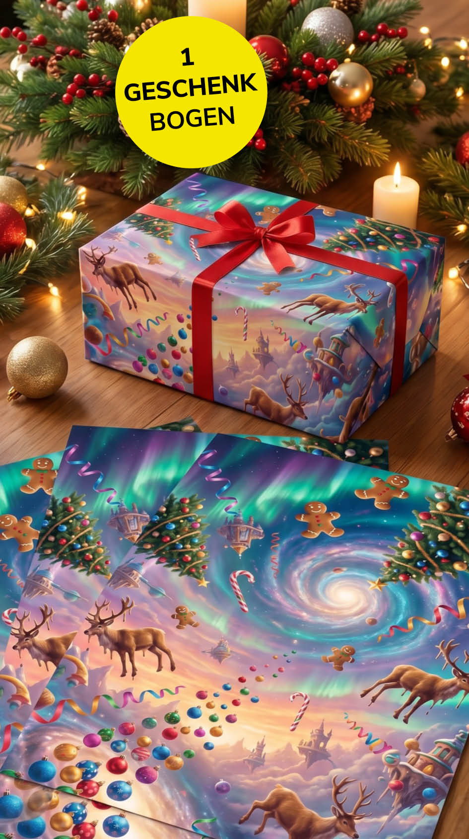 Verrücktes Geschenkpapier Weihnachten 1 Bogen Crazy Xmas - crazy Motiv für Weihnachten